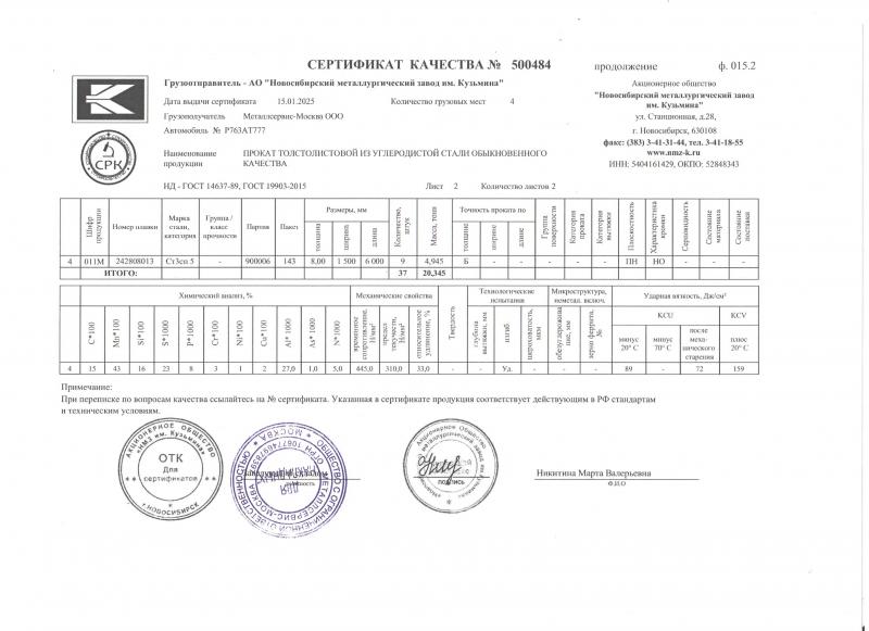 Сертификат сталь 8 мм